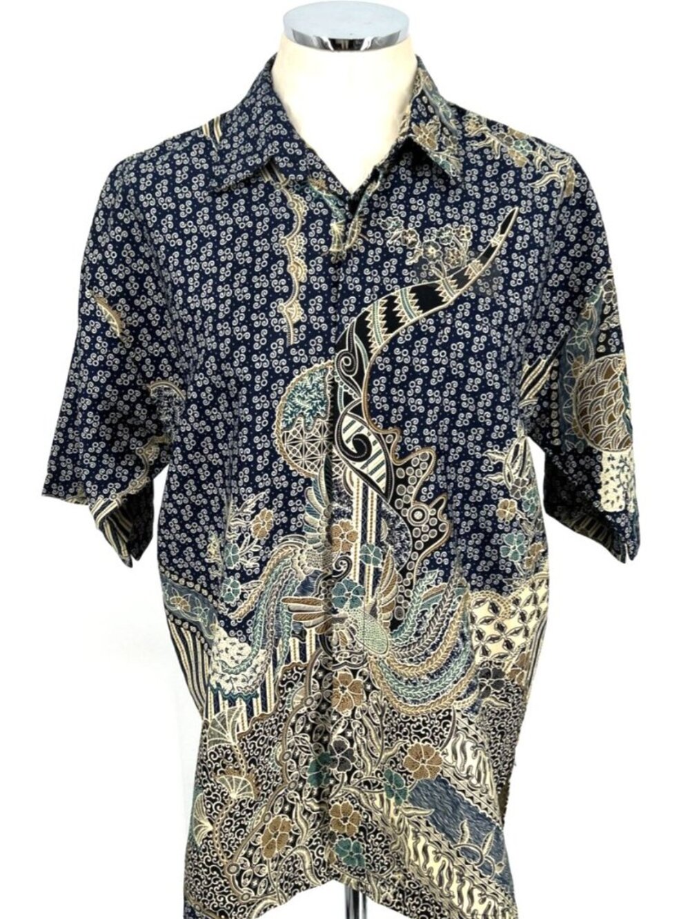 Batik Shirt Halus Solo Indonesia Batik Tulis Halus Mens XL Lined Floral
